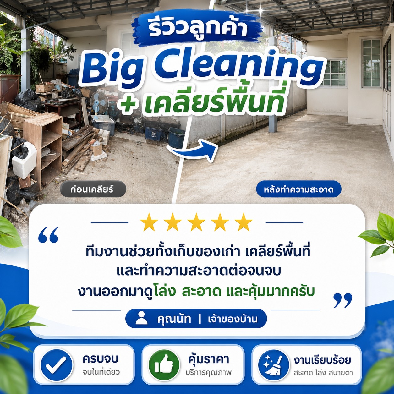 ผลงาน ทำความสะอาดบ้านหลังรีโนเวท